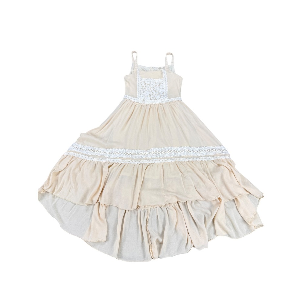 Joyfolie Mia Joy Girls Peach Cream Lace High-Low Maxi Dress Size 10 Boho Special